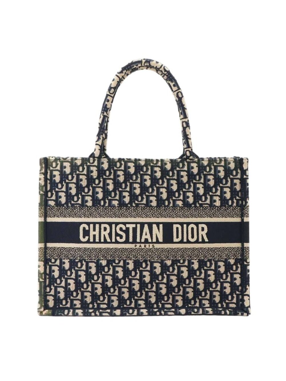 Dior Oblique Book Tote Bag Medium Canvas Navy